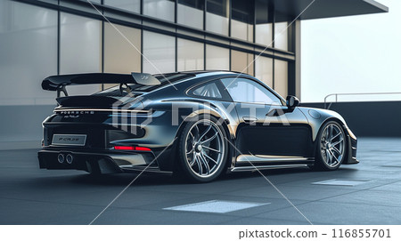 Drawing Of A Black car On A White Background 116855701