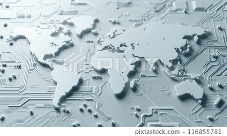 World map on digital tech background.  116855781