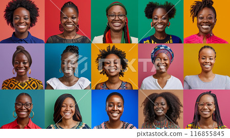 Black women portraits on colorful background 116855845