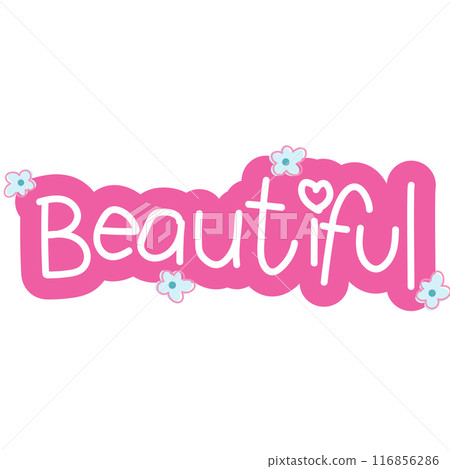 Beautiful badge for font, typography, cute patches, plush toy, sign, symbol, print, social media post, ad, banner, template, sticker, tattoo, happy element, logo, icon, decorations, text	 116856286