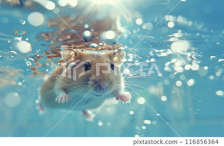 Hamster swimming in the pool 116856364