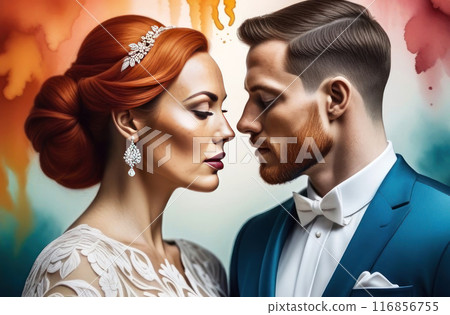 Timeless elegance captured in a stunning portrayal of a couple  116856755