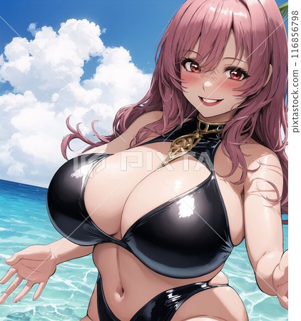 Blonde busty beauty in a swimsuit Blonde busty beauty in a swimsuit 116856798
