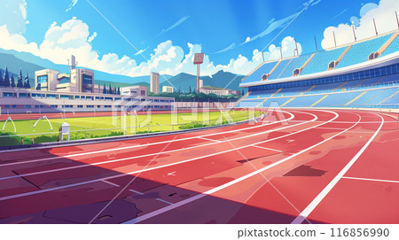 Athletics stadium on a sunny day 116856990