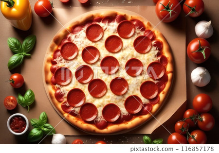 Pepperoni perfection! Dive into this mouthwatering pizza 116857178