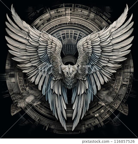 Old wings, vintage style illustration 116857526