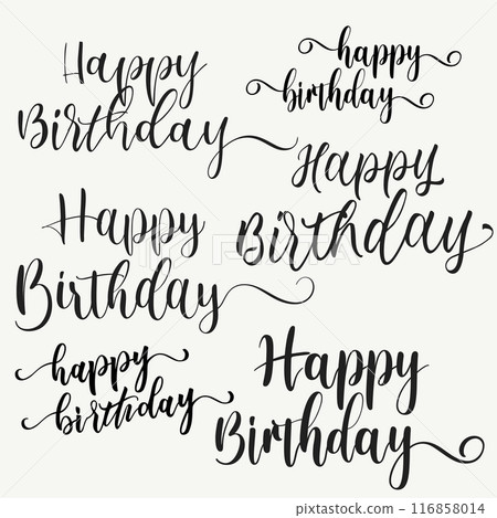 Happy Birthday Stylized calligraphic inscription  116858014