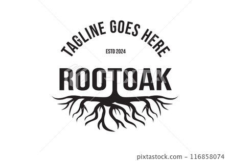 Tree Roots Silhouette Vintage Nature Inspired Logo for Organic Brands can be used for Nature-Based Companies. Logo design Tree Roots Silhouette Vintage Nature Inspired Logo for Organic Brands can be used for Nature-Based Companies. Logo design 116858074