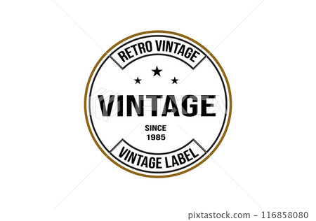 Simple Round Vintage Retro Stamp Label Logo Design, Vintage frame logo. Antique label. 116858080