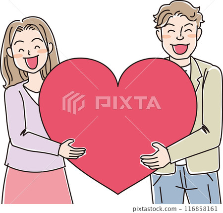 人物插畫_心心微笑的人_小情侶_20多歲、30多歲的情侶_無茬版 人物插畫_心心微笑的人_小情侶_20多歲、30多歲的情侶_無茬版 116858161