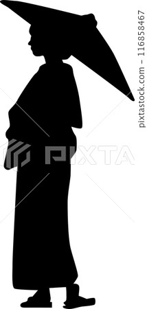 Silhouette of a woman in Japanese clothes 116858467