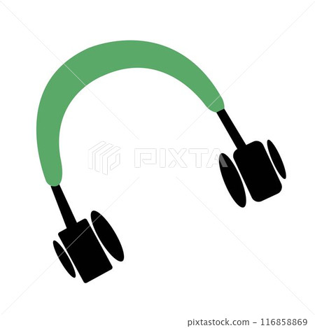 minimalist green and black headphones design isolated illustration 116858869