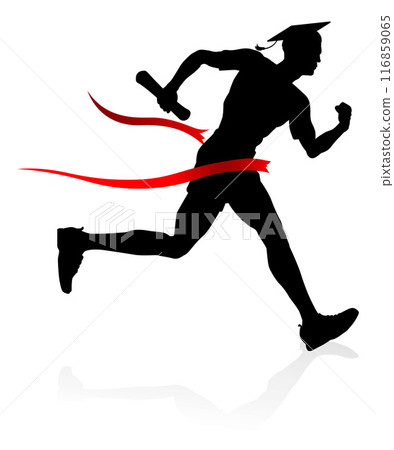 Graduate Running Sprint Academic Finish Line Man Graduate Running Sprint Academic Finish Line Man 116859065