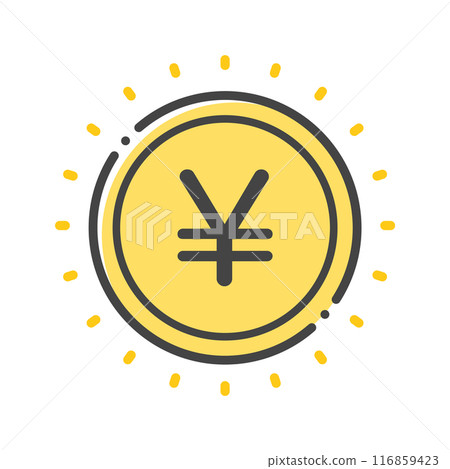 ¥ 標記和閃閃發光的金錢圖示 — 日元或人民幣的圖像 ¥ 標記和閃閃發光的金錢圖示 — 日元或人民幣的圖像 116859423
