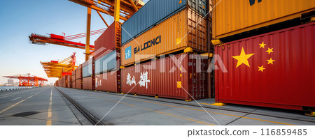 Shipping Containers at Modern Port Terminal Shipping Containers at Modern Port Terminal 116859485