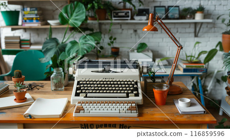 Vintage Writer's Desk with Typewriter 116859596