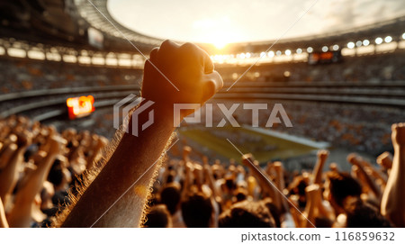 Cheering Fans at Football Stadium 116859632