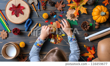 Child Creating Autumn Crafts 116859677