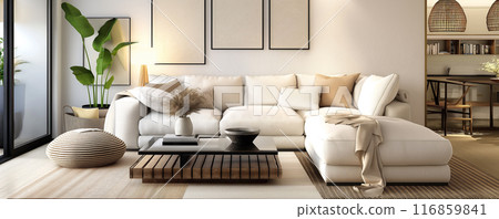 Minimalist Living Room with Neutral Colors 116859841