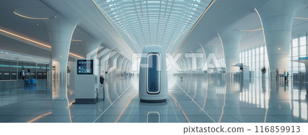 Futuristic Airport Terminal with Autonomous Technology 116859913