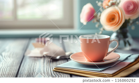 Cozy Tea Time with Flowers 116860292