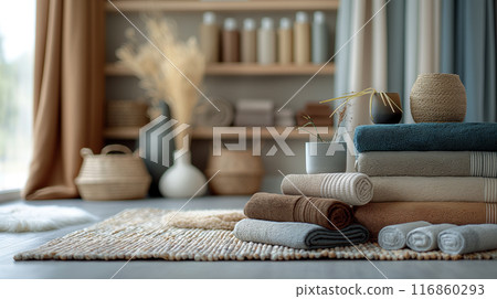 Stacked Towels in Modern Bathroom 116860293