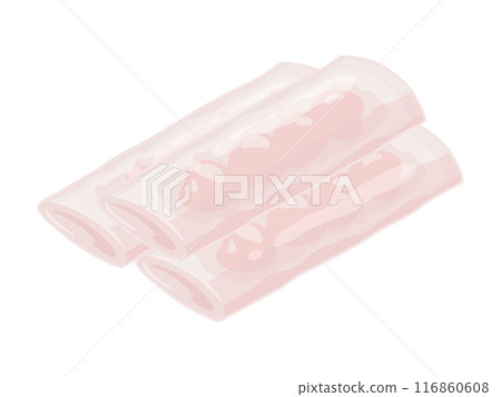 Illustration of steamed spring rolls with shrimp made from rice flour Illustration of steamed spring rolls with shrimp made from rice flour 116860608