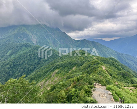 Mt. Tanigawa_View from Mt. Tanigawa Tenjindai_Summer summit of Mt. Tanigawa with thunderclouds approaching Mt. Tanigawa_View from Mt. Tanigawa Tenjindai_Summer summit of Mt. Tanigawa with thunderclouds approaching 116861252