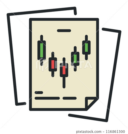 Crypto Documents with Candlestick Chart colored icon or logo element Crypto Documents with Candlestick Chart colored icon or logo element 116861300