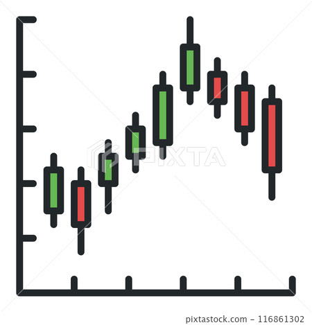 Cryptocurrency Trading vector Candlestick Chart colored icon or logo element Cryptocurrency Trading vector Candlestick Chart colored icon or logo element 116861302