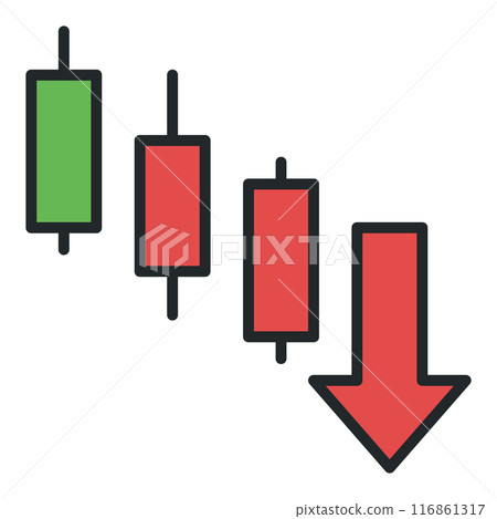 Downtrend Candlestick Chart vector financial charts colored icon or design element 116861317