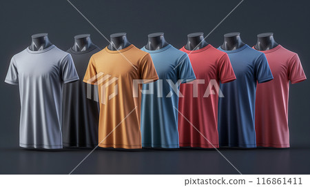 Men's T-Shirts in Assorted Colors on Mannequins 116861411