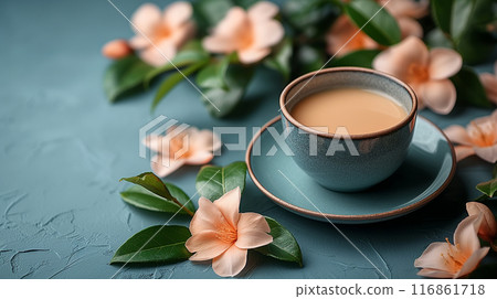 Serene Morning Tea with Blossoms Serene Morning Tea with Blossoms 116861718