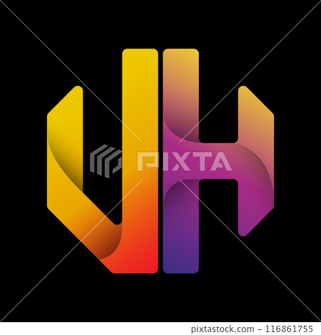 Letters of the alphabet U and H The color letter composition of the octagon. A template for a logo, monogram, brand, or stand. A creative idea Letters of the alphabet U and H The color letter composition of the octagon. A template for a logo, monogram, brand, or stand. A creative idea 116861755