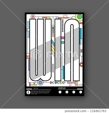 WIN. Stylized inscription. A template for a poster, billboard, interior decoration, lettering for a print on a T-shirt. The idea of creative design 116861763