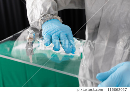 Disinfection of the ballot box by special services to fight viruses and bacteria during the presidential election. 116862037