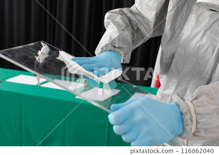 Disinfection of the ballot box by special services to fight viruses and bacteria during the presidential election. 116862040