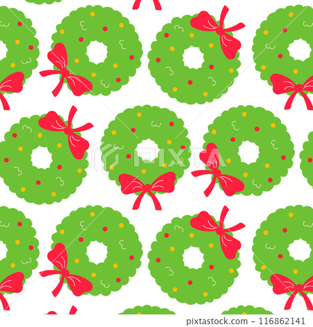 wreath christmas tree bow bells pattern textile wreath christmas tree bow bells pattern textile 116862141