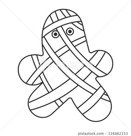 gingerbread mummy halloween sweet vector icon line gingerbread mummy halloween sweet vector icon line 116862153