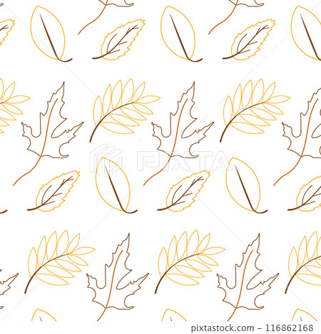 leaf foliage autumn line forest pattern background 116862168