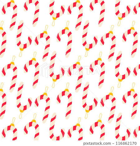 christmas toy glass candy cane pattern textile 116862170