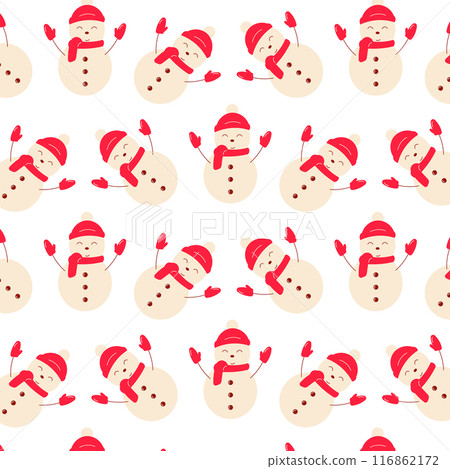 snowman snow winter hat gloves emoticon icon 116862172
