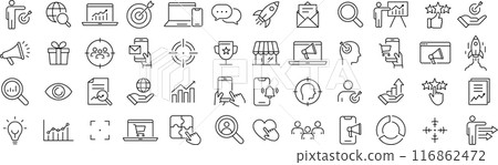 關於行銷的向量線圖圖示集 116862472