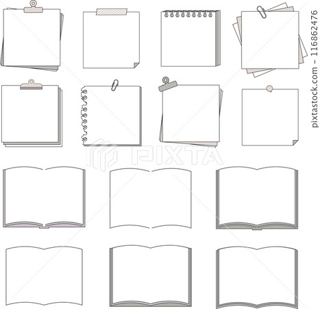 Monochrome notepad and notebook frames set 116862476