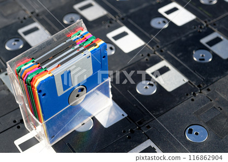 Vintage colored floppy disks Vintage colored floppy disks 116862904