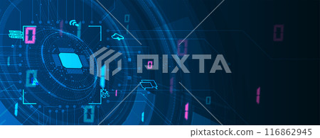 Cyber security and information or network protection. Future cyber technology web services for business and internet project. Vector art. 116862945