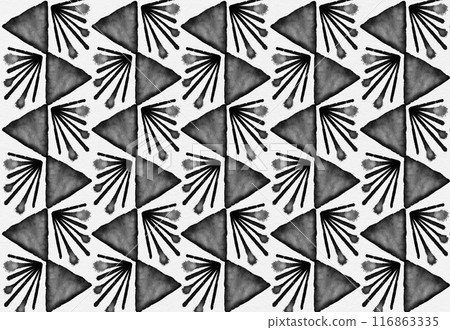 Abstract geometric triangles drawing bold black white pattern surface ornament repeated chess geometrical ink watercolor Abstract geometric triangles drawing bold black white pattern surface ornament repeated chess geometrical ink watercolor 116863335