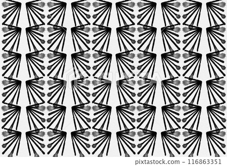 Abstract geometric triangles drawing bold black white pattern surface ornament repeated chess geometrical ink watercolor 116863351