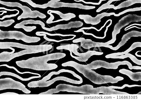Abstract line zebra animal drawing bold black white pattern surface ornament repeated animalistic skin ink watercolor 116863385