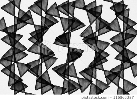 Abstract geometric triangles drawing bold black white pattern surface ornament repeated chess geometrical ink watercolor Abstract geometric triangles drawing bold black white pattern surface ornament repeated chess geometrical ink watercolor 116863387